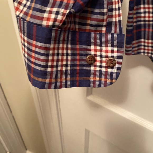 Jos A Bank Blue Button Down Collar Shirt w/ Cream Striping - Large - Picture 4 of 7